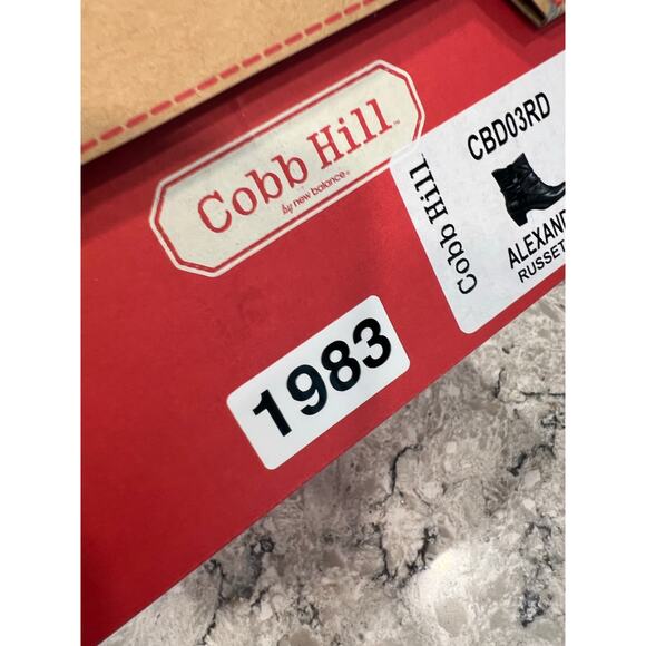 NEW Cobb Bill Slouch Heeled Booties Red Leather with Brown Strap Size 8 JL - Picture 7 of 8